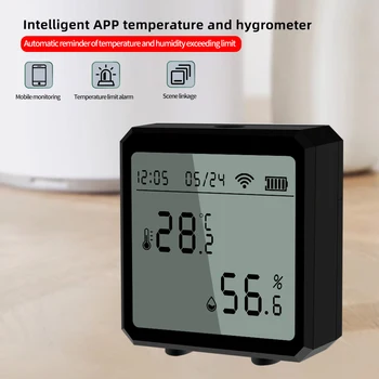 Wi-Fi Датчик определения температуры и влажности Smart Life APP Control Внутренний Гигрометр Термометр Поддержка Alexa Google Assistant