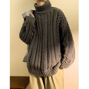 Осенне-зимний утепленный Женский свитер с высоким воротом, Свободные модные вязаные пуловеры, однотонный женский теплый джемпер 2023, новинка