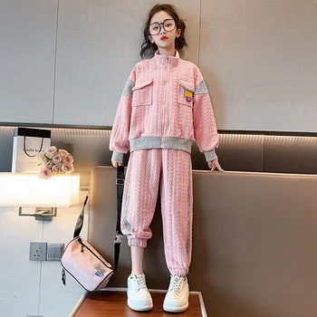 Куртка для девочек и мальчиков, Брюки, комплекты из двух предметов, Корейская уличная мода 2023, Новая весенняя детская одежда, Свободные спортивные костюмы