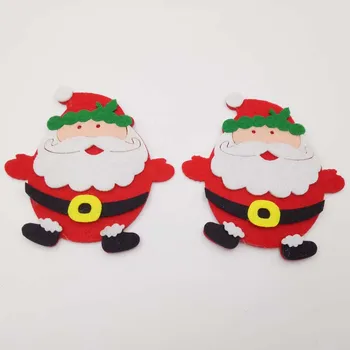 10 шт. 10 шт./лот Фетровые аппликации в форме Санта-Клауса, 3D мягкие аппликации для рождественских аксессуаров DIY craft