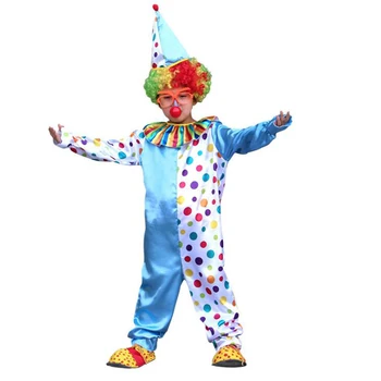 Костюмы на Хэллоуин, Детский Забавный Цирковой костюм клоуна, шляпа, Форма Озорного Арлекина, Необычная Косплей-одежда для мальчиков и девочек