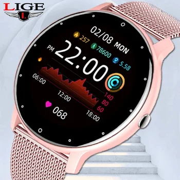 Женские смарт-часы LIGE 2023 с полным сенсорным экраном, спортивные Фитнес-часы IP67, водонепроницаемые Bluetooth Для Android iOS, смарт-часы для женщин