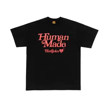 HUMAN MADE 22SS Летняя Хлопковая футболка с короткими рукавами и бамбуковым Узлом, Классическая футболка с буквенным принтом 