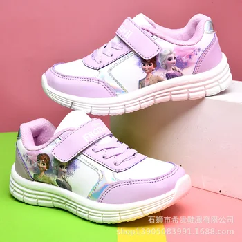 Спортивная повседневная обувь для девочек Disney, весенне-осенняя обувь с новым рисунком Baby frozen 2, модная детская спортивная обувь