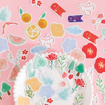 бесплатная доставка 56 коробок Маленьких свежих корейских декоративных мини-наклеек в виде цветов Каваи для скрапбукинга, канцелярские принадлежности для дневника 