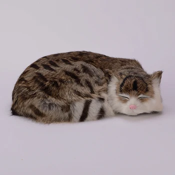 новая имитация темно-цветочного кота из пластика и меха, подарочная модель спящего кота 27x20x6 см a93