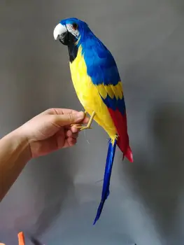 большая имитационная синяя и желтая модель попугая из пены и перьев, кукла-попугай-птица, подарок около 42 см 0088