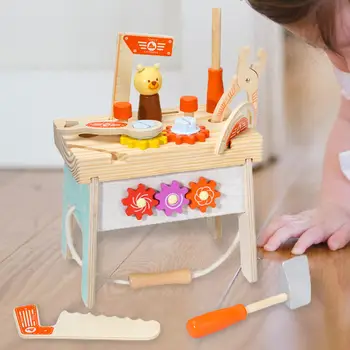 Мини-деревянный набор инструментов, детская игрушка для малышей, прочная профессиональная гладкая поверхность без заусенцев, прочная строительная мастерская