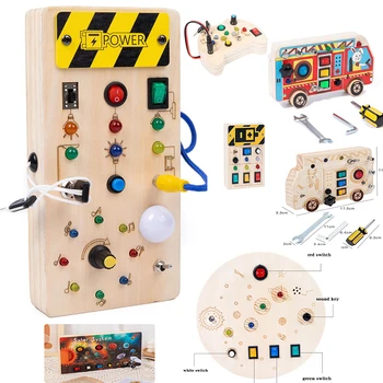 Доска Монтессори для малышей с 8 светодиодными выключателями, сенсорная игрушка, игрушка-выключатель света, Игрушка для путешествий для младенцев и малышей