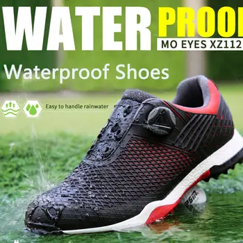 Мужская водонепроницаемая обувь для гольфа PGM, Мужские профессиональные кроссовки для гольфа, кроссовки для гольфа с вращающейся пряжкой, шипы, противоскользящая обувь