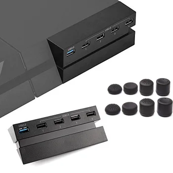 Концентратор с 5 USB-портами для хоста PS4, Высокоскоростное Зарядное устройство, Контроллер, Разветвитель, Адаптер Расширения Для Playsation, 4 Консоли, Расширяющий Концентратор + 8 Колпачков