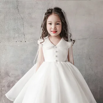 2023 Элегантное Платье Принцессы Для Маленьких Девочек, Белые Свадебные Платья, Детская Винтажная Одежда, Костюм Для Детского Дня Рождения, Vestidos