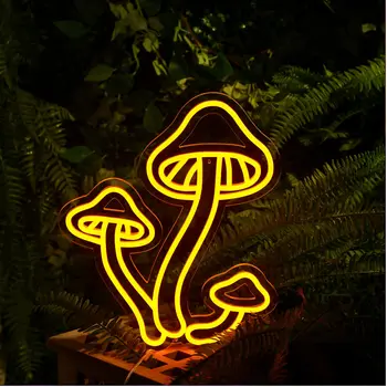 Милый грибной неоновый светильник светодиодный ночной эстетический Грибной декор с питанием от USB Неоновая настенная живопись 3D Грибная неоновая лампа Игровая комната