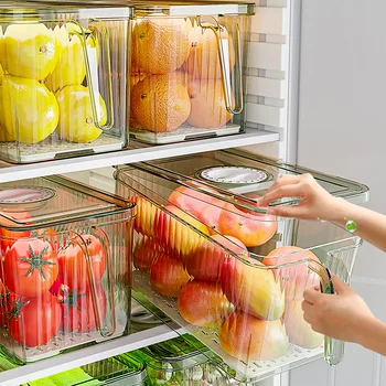 Ящик для хранения Холодильника, Органайзер для овощей и фруктов, Кухонный Органайзер, Сливная корзина, Контейнеры для хранения продуктов, Кладовая
