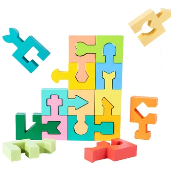 Пазлы 3D геометрической формы Монтессори, игрушки для логического мышления, Деревянные игрушки для раннего образования, тренировки мозга