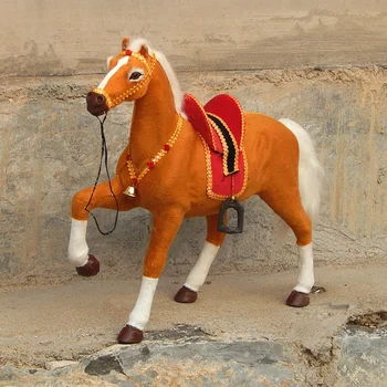 большая имитационная игрушка лошадь коричневый счастливый полиэтилен и меха модель лошади лошадь кукла подарок около 50x40 см 1973