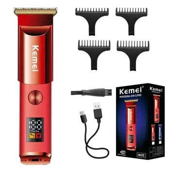 Kemei Новый дизайн, Машинка Для стрижки волос, Парикмахерская, Электрическая машинка для стрижки волос с быстрой Зарядкой через Usb, Перезаряжаемый Триммер KM-075