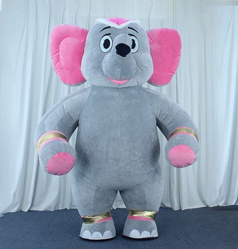 Косплей Аниме Надувной забавный костюм слона, пушистый меховой костюм для взрослых женщин, серо-розовые меховые костюмы слона