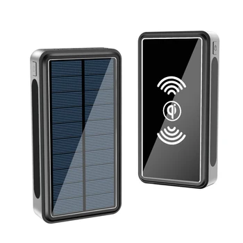 50000mAh Solar Power Bank Быстрое беспроводное зарядное устройство Qi Powerbank для iPhone 13 X Samsung Huawei Xiaomi Повербанк со светодиодным фонариком