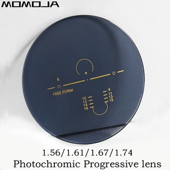 MOMOJA 1.56/1.61/1.67/1.74 HD-Фотохромные прогрессивные многофокусные оптические линзы HMC с защитой от ультрафиолета, царапин, отражения, 1 Пара