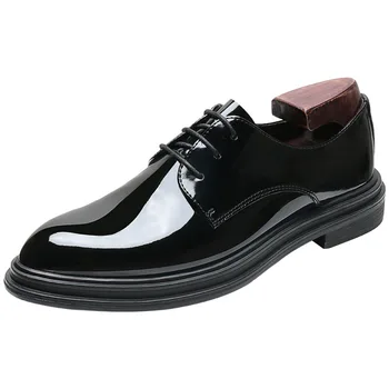 Мужские модельные туфли; Модная мужская Повседневная обувь в Деловом стиле с острым носком на шнуровке; Коричневые, черные Кожаные туфли-оксфорды; Большие Размеры 38-48; Бренд