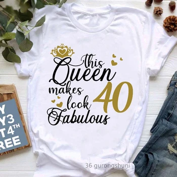 Горячая Распродажа женской одежды 2022 года, эта футболка Queen 40th Выглядит потрясающе С буквенным принтом, Женские летние модные топы, футболка