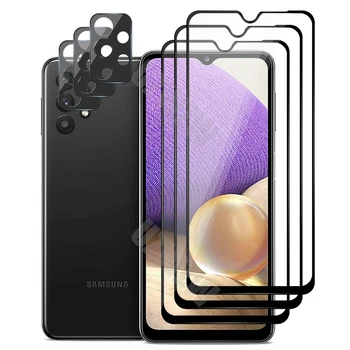 (3 + 3) Для Samsung Galaxy A32 5G (3 шт.) Защитная пленка из закаленного стекла с полным покрытием и (3 шт.) Защитная пленка для объектива камеры