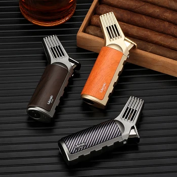 Пистолет-зажигалка LUBINSKI для сигар, новая курительная горелка, газовая зажигалка с пламенем, ветрозащитные аксессуары для барбекю на открытом воздухе