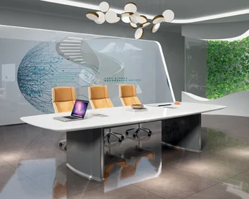 фабричная мебель для руководителей 8-местный белый высококачественный офисный роскошный стол для совещаний на 12 персон