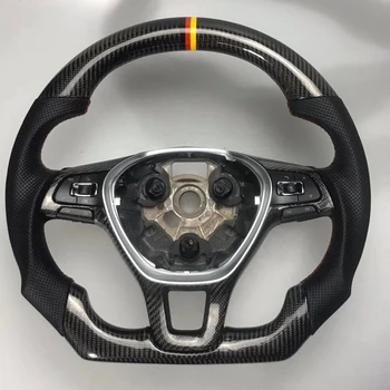 Куатомизированное глянцевое/матовое карбоновое волокно, спортивное рулевое колесо, Алькантара, перфорированная кожа для Volkswagen POLO Golf Touran 2016-2021