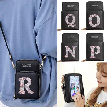 Трендовая женская сумка 2023, сумки из искусственной кожи, Маленькие кошельки, кошелек для мобильного телефона с сенсорным экраном, сумки через плечо с принтом розы