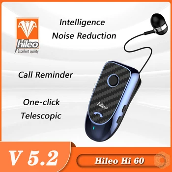 Беспроводная гарнитура Hileo Hi60 с интеллектуальным шумоподавлением, телескопическая стереосистема высокой четкости в один клик, сверхдлинный режим ожидания, бизнес-гарнитура Bluetooth 5.2