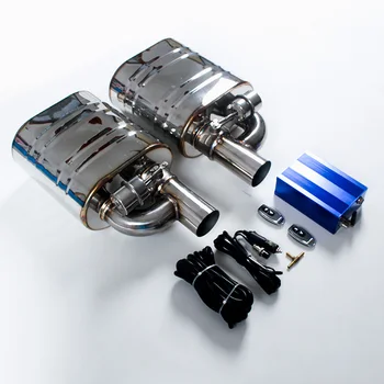 Универсальная автомобильная выхлопная система catback типа H 1 впускной 1 выпускной вакуумный клапанный глушитель 2 в 1 для озвучивания гоночных автомобилей