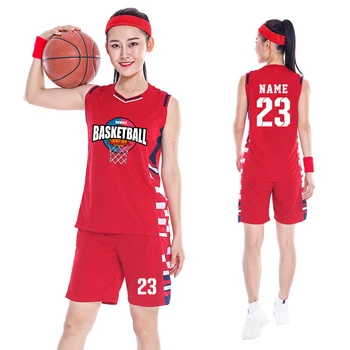 Настраиваемый женский комплект баскетбольной майки, Баскетбольная рубашка из полиэстера для средней школы и колледжа, Дышащая Баскетбольная форма для девочек
