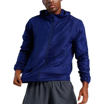 Спортивная одежда для мужчин, тонкая ветрозащитная куртка для спортзала на молнии, весенне-осенняя толстовка с капюшоном, тренировочное пальто для бега, верхняя одежда для спортивных тренировок