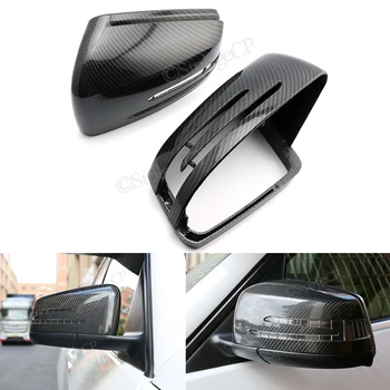 Крышка зеркала заднего вида с ярким черным рисунком из углеродного волокна, зеркальная крышка, аксессуары для зеркал Mercedes Benz C Class W204 2008-2014