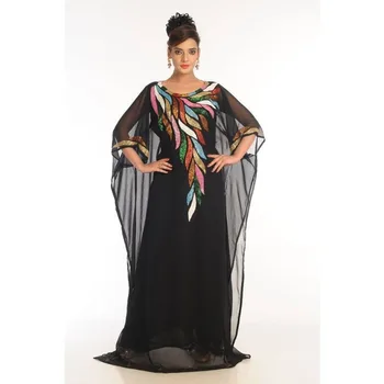 Черный Дубай Марокко, Кафтан Фараша, вечернее платье Абайя Джалабия, модный тренд