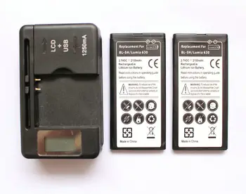 Ciszean 2x2150 мАч BL-5H Литий-ионный Аккумулятор для мобильного телефона + ЖК-Универсальное Настенное Зарядное Устройство Nokia Lumia 630 636 638 635