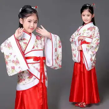 Красная белая Традиционная одежда для косплея Hanfu, платье Императрицы династии Тан, Женский китайский древний костюм, Китайский наряд для детей
