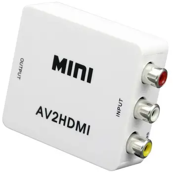 Показано 10 шт RCA-HDMI AV-HDMI Full HD 1080P AV2HDMI Mini AV-HDMI Converte Преобразователь сигнала для ТВ-видеомагнитофона VHS, DVD-записей
