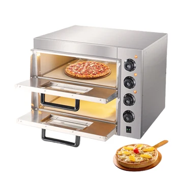 Двухслойная печь для пиццы из нержавеющей Стали, Коммерческая Машина для приготовления торта, хлеба, пиццы, Печь для выпечки с контролем температуры