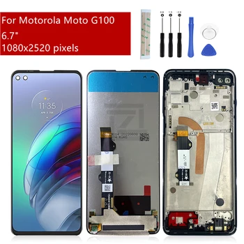Для Motorola Moto G100 ЖК-дисплей с сенсорным экраном, дигитайзер в сборе с рамным дисплеем, запасные части для ремонта 6,7 
