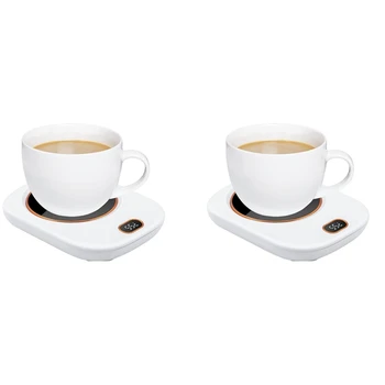 2X Электрическая грелка для кофейных чашек, USB-грелка для кофейных кружек, нагревательная пластина с постоянным контролем температуры, подходит для офиса и дома