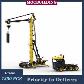 MOC City Technology Мобильный башенный кран, модель строительного блока, сборка Прицепа, грузовик, игрушка для Мальчика, подарок на День Рождения