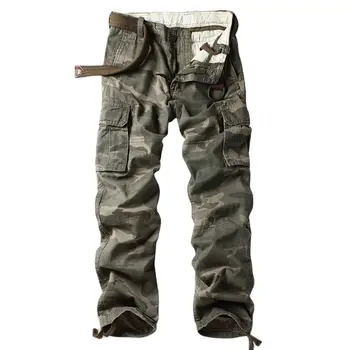 Мужские Брюки-карго в стиле милитари, Тактические Армейские брюки для бега с карманами, Прямые Свободные Мешковатые брюки, Камуфляжные брюки, Мужская одежда