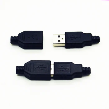 10 комплектов DIY USB A Тип Мужской и женский Разъемы В Сборе Адаптер USB Jack 2,0 Паяльная розетка С пластиковым корпусом Dia.3.2 мм