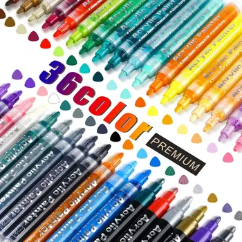 36 цветов, художественные маркеры, акриловые ручки с наконечником 2 мм, нетоксичные акриловые ручки, водонепроницаемые маркеры для граффити для поделок