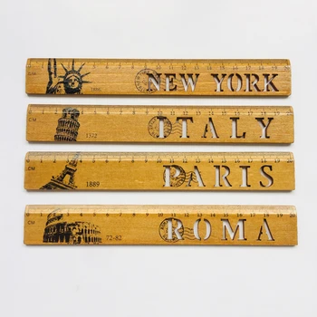 1X Нью-Йорк, Рома, Италия, Париж, Кантри, деревянная прямая измерительная линейка, канцелярские принадлежности для студентов