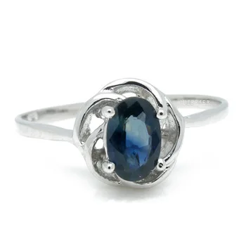 Классическое сапфировое обручальное кольцо для женщины, 100% натуральный сапфир, Серебряное кольцо, Классические ювелирные изделия из серебра 925 пробы с сапфиром