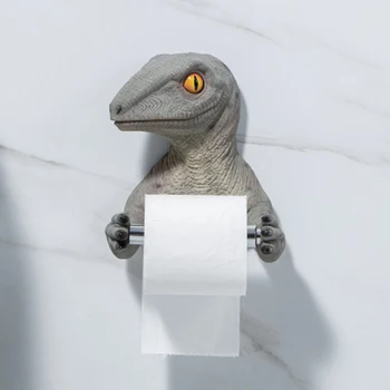 Креативный держатель для салфеток в форме динозавра, для ванной комнаты, неперфорированный, из смолы тираннозавра, Туалетный лоток, настенные аксессуары для ванной комнаты